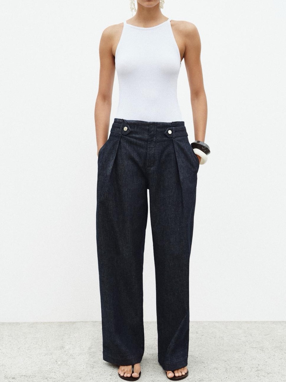 Zara High Waist Wide Leg Paperbag Jeans Women’s Large